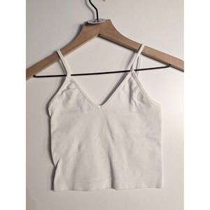 Nikibiki White Ribbed Cropped Tank Sz OS